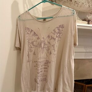 Women's Cream Butterfly Graphic Top by magnolia pearl